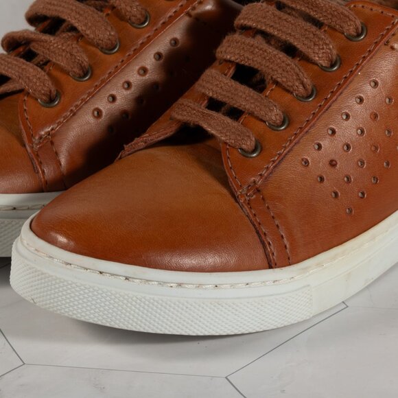 Vince Camuto Cowon Cognac Cow Analine Brown Leather Court Sneaker Boys 11.5 - Picture 10 of 12